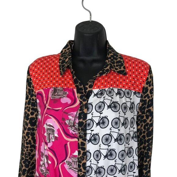 Anthropologie Maeve Paz Button Down Patchwork Shirt Size S - Picture 2 of 7